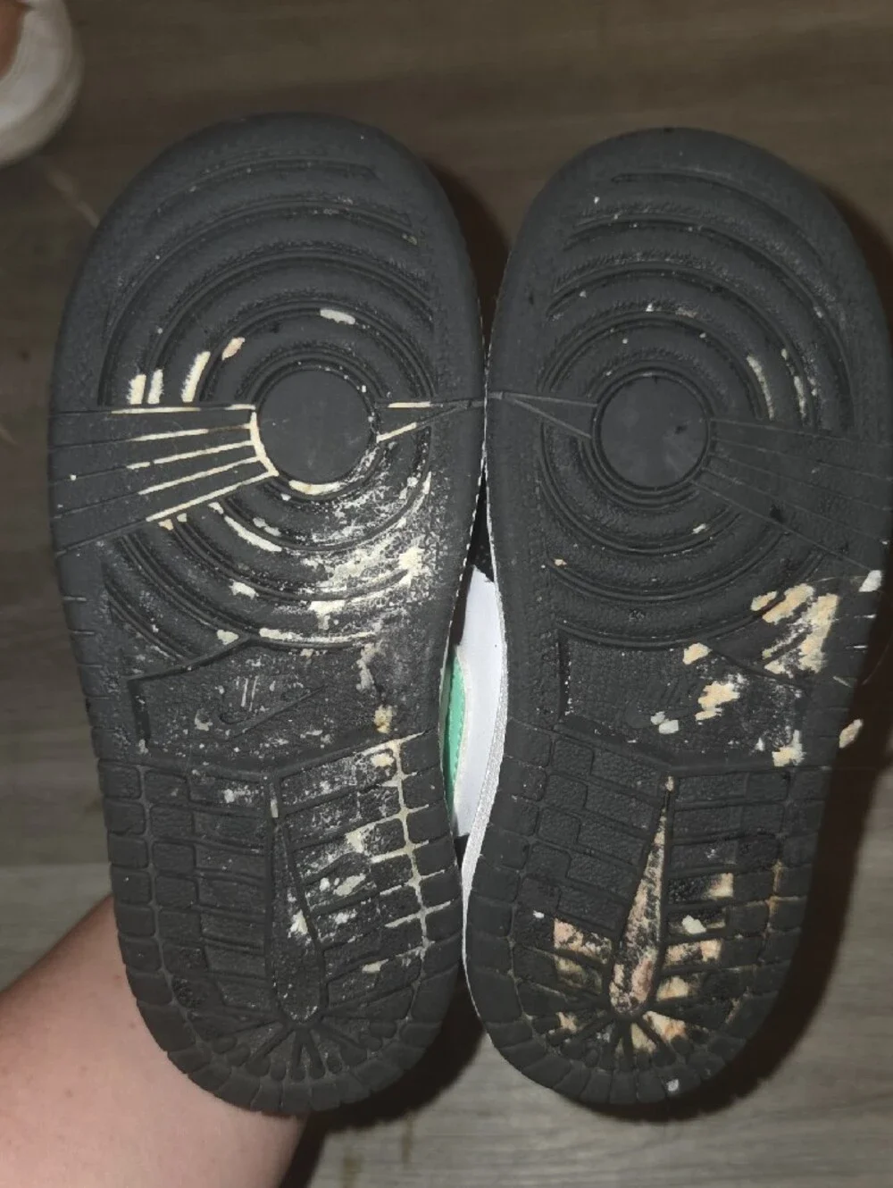 Kids Black and White High-Top Sneakers with Mint Accent - Jordan Style